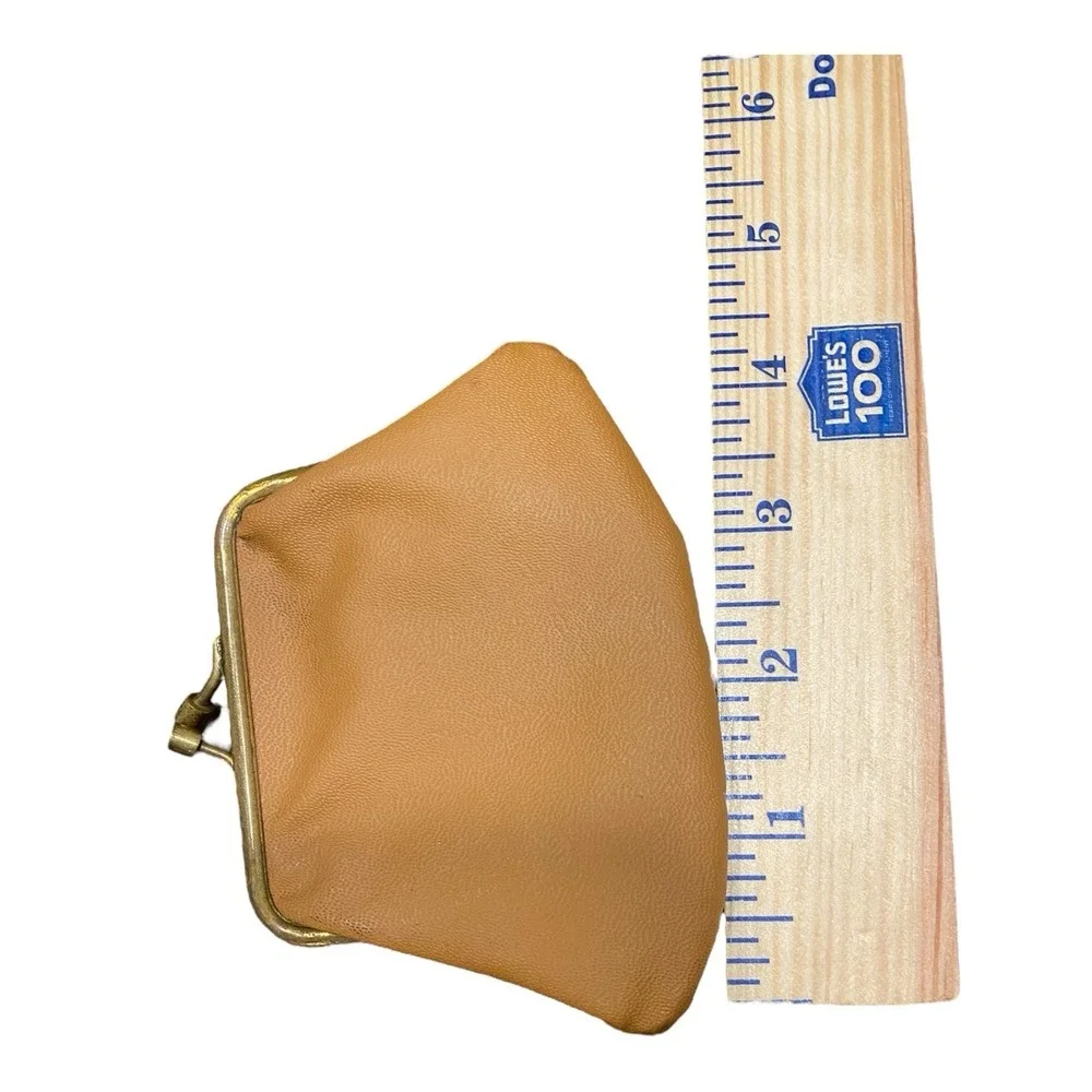 VTG Little Granny Kiss Lock Coin Pouch‎ Brown Coin Purse Wallet